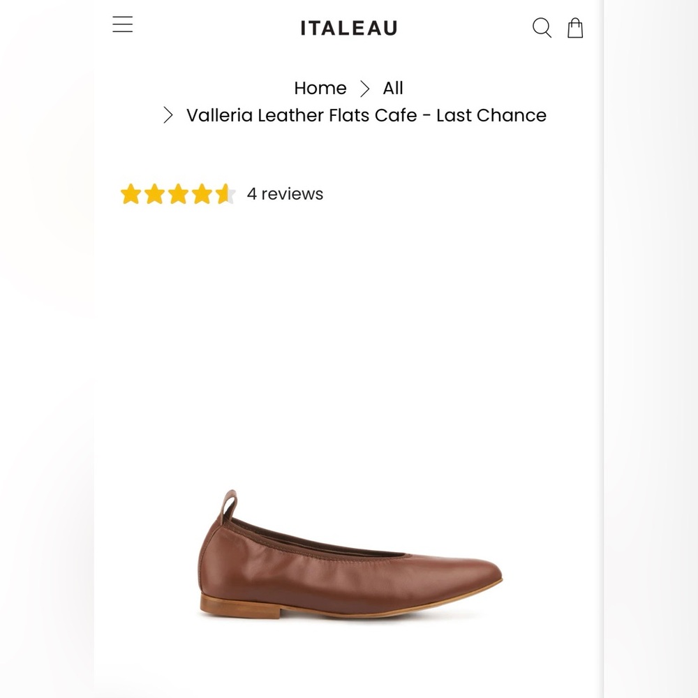 Italeau Valleria  Leather Flats- CAFE size 40